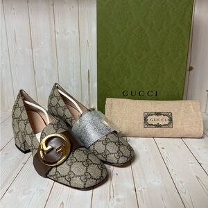 Gucci GG Supreme Monogram Blondie Pump Beige/Ebony-New Acero Sz 35 / 5